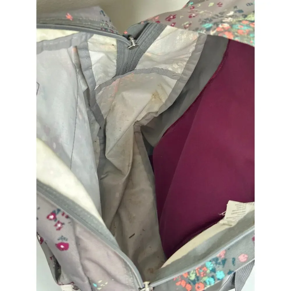 JanSport SuperBreak Backpack Gray Purple Pink Floral School Bookbag Pack Floral